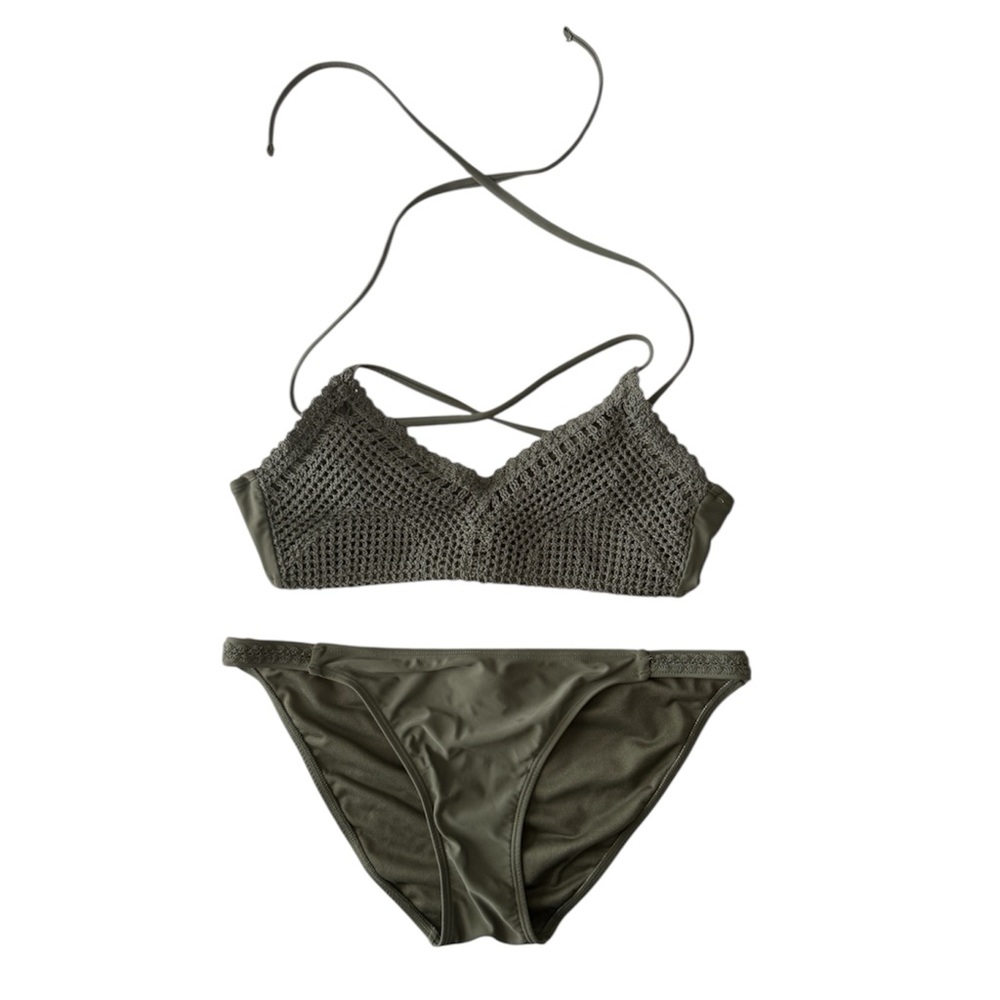 Sincerely Jules Olive Crochet Bikini Swimsuit